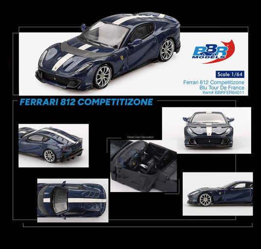 BBR 1/64 Ferrari 812 Competitizone Blu Tour De France BBRFER64011