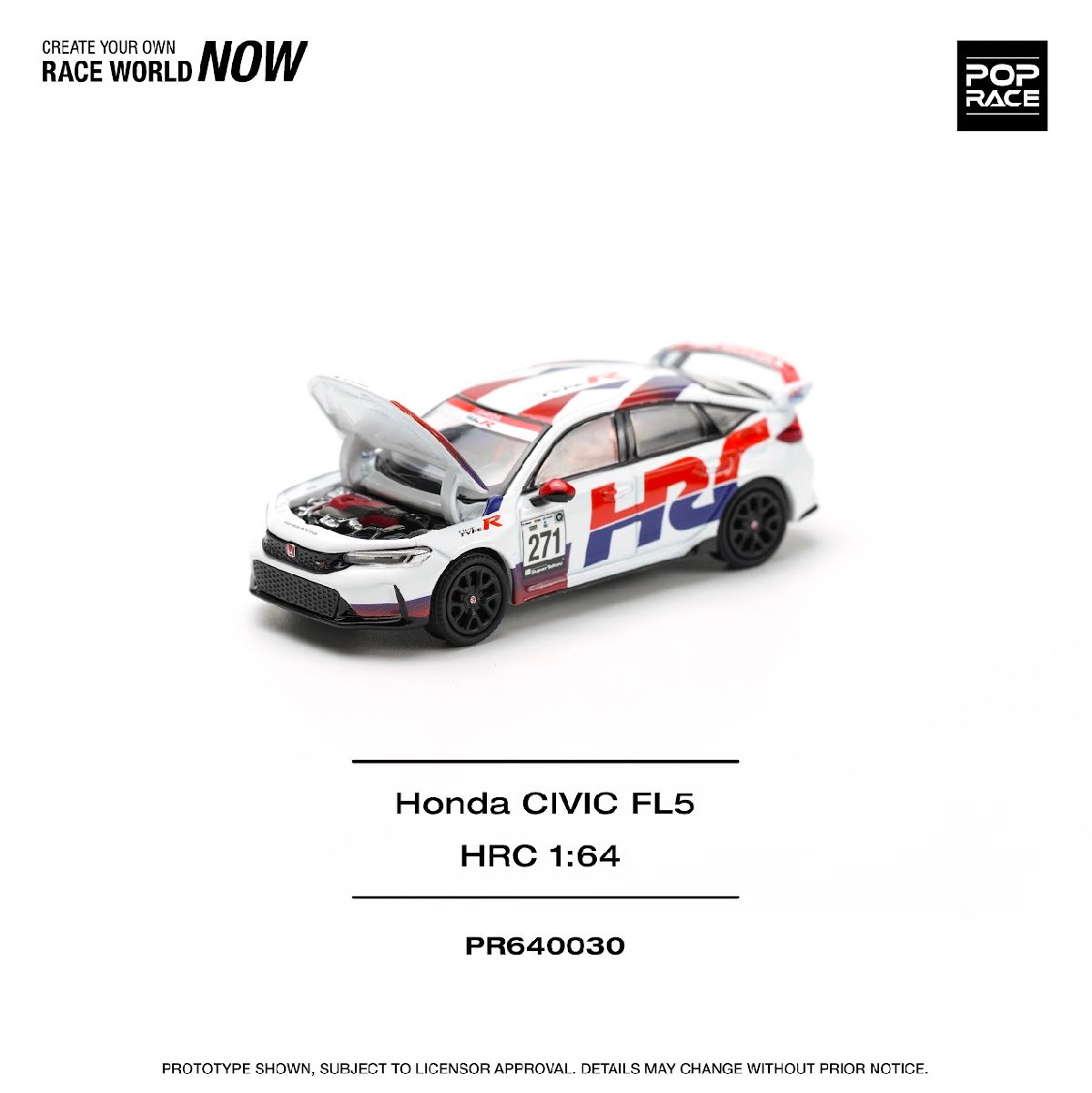 POPRACE 1/64 HONDA CIVIC TYPE-R (FL5) TCR - HRC PR640030