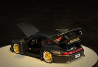 PREORDER PGM 1/64 RWB 993 Matte Black with Gold Wheel (Delux Round Display Box) (Approx. Release Date : Q1 2025 subject to the manufacturer's final decision)