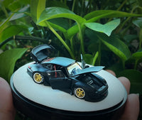 PREORDER PGM 1/64 RWB 993 Matte Black with Gold Wheel (Delux Round Display Box) (Approx. Release Date : Q1 2025 subject to the manufacturer's final decision)