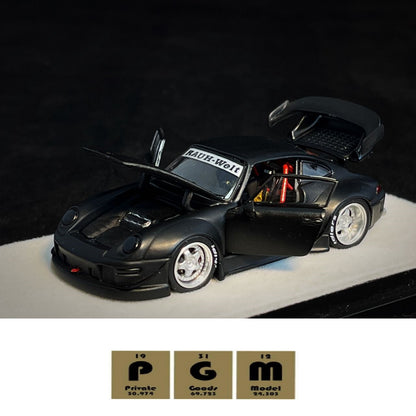 PGM 1/64 RWB 993 Matte Black with Silver Wheel (Rectangular Display Box)