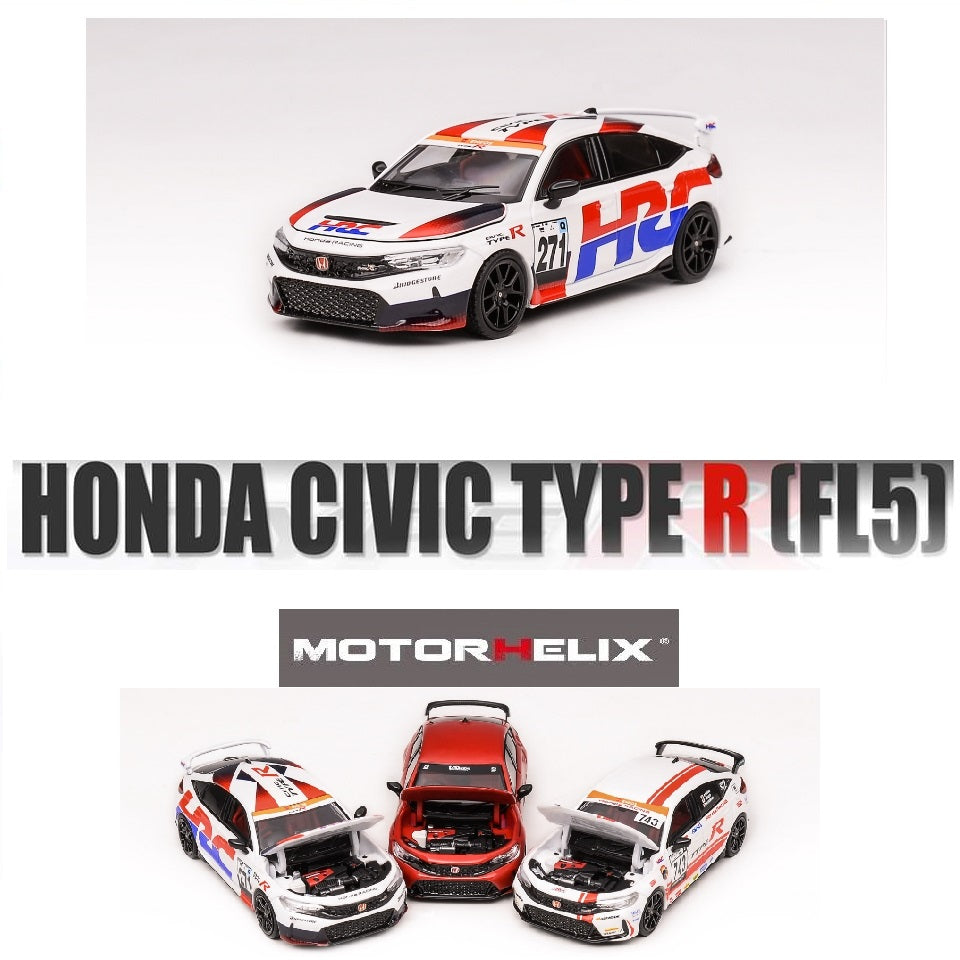MOTORHELIX 1/64 Honda Civic Type R FL5 - HRC Pearl White M65313