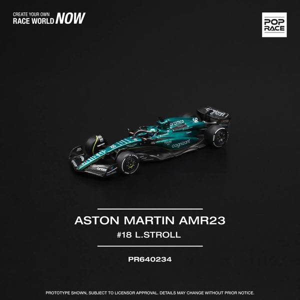 PREORDER POPRACE 1/64 ASTON MARTIN AMR23 F1 #18 L. STROLL PR640234 (Approx. Release Date: Q2 2025 and subject to the manufacturer's final decision)