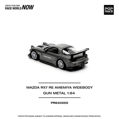 POPRACE 1/64 MAZDA RX7 RE-AMEMIYA - GUN METAL PR640255