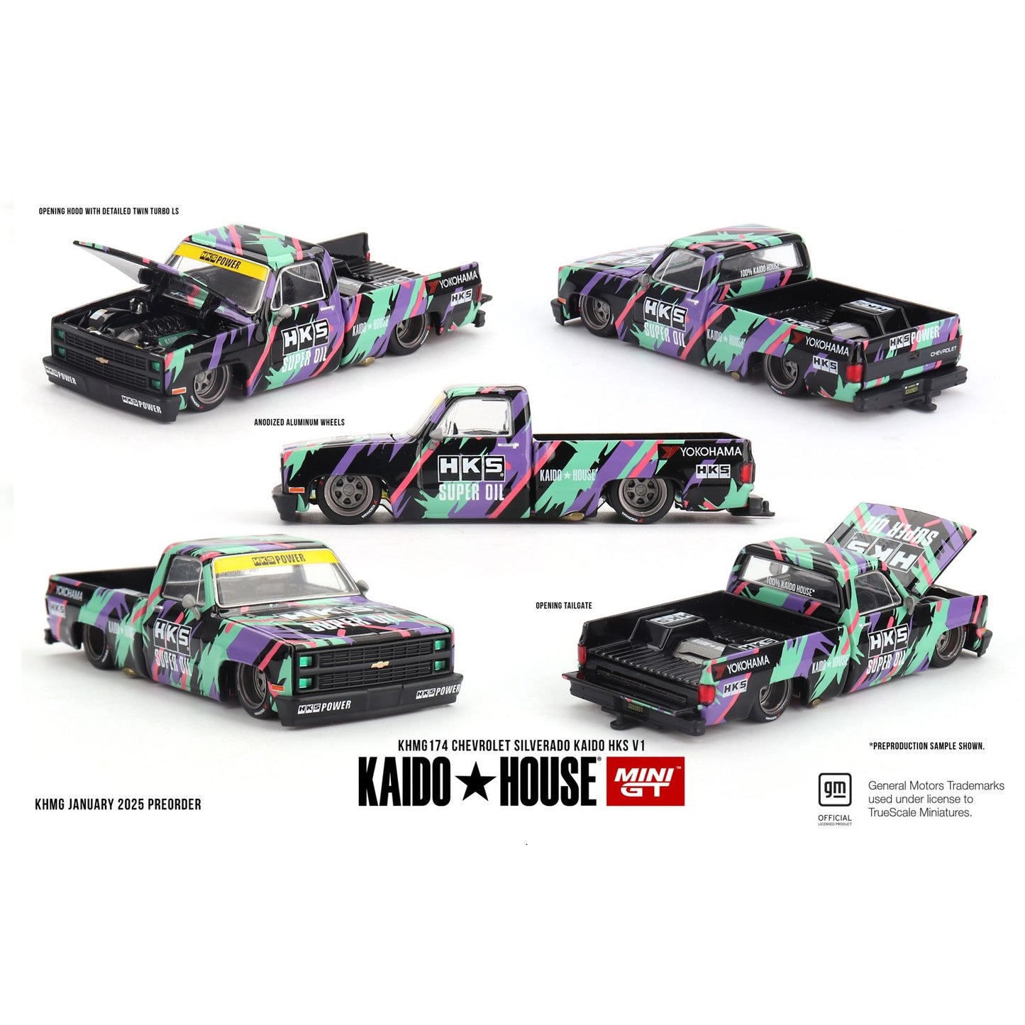 MINI GT x Kaido House 1/64 Chevrolet Silverado KAIDO  HKS V1 KHMG174
