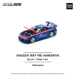 PREORDER POPRACE 1/64 MAZDA RX7 RE-AMEMIYA - BLUE/PINK PR640240 (Approx. Release Date: Q2 2025 and subject to the manufacturer's final decision)