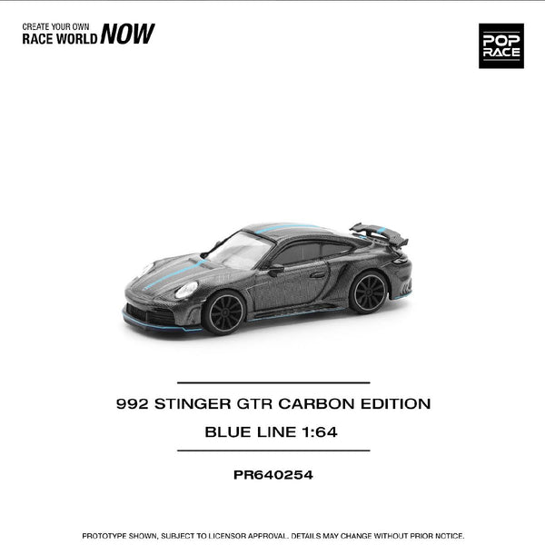 PREORDER POPRACE 1/64 992 STINGER GTR CARBON EDITION (BLUE LINE) PR640254 (Approx. Release Date: Q2 2025 and subject to the manufacturer's final decision)