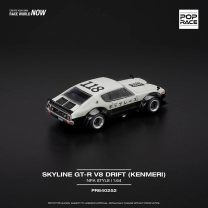 POPRACE 1/64 SKYLINE GT-R V8 DRIFT (KENMERI) - NPA STYLE  PR640252