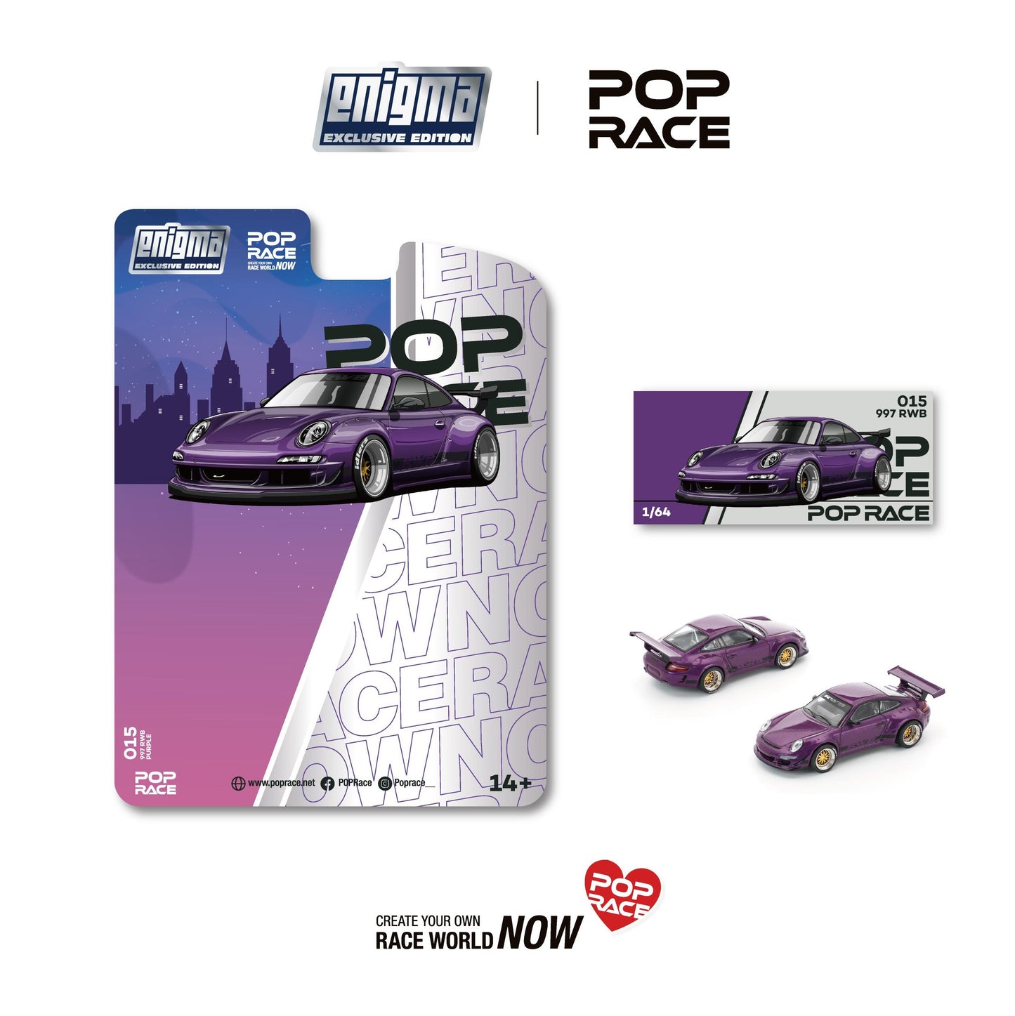 PREORDER POPRACE 1/64 RWB 997 Purple (enigma exclusive edition) PRE015 (Approx. Release Date: Q3 2025 and subject to the manufacturer's final decision)