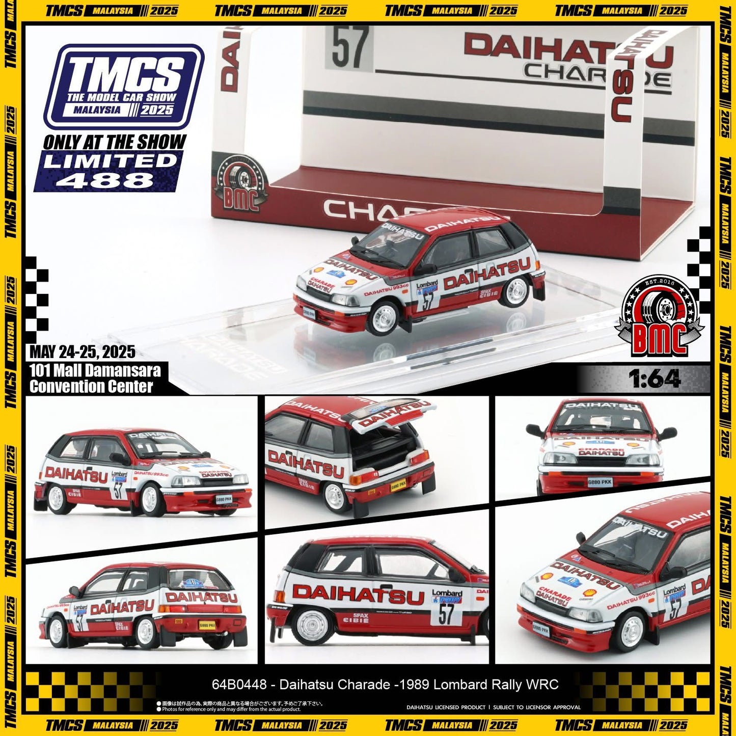 BM Creations 1/64 Daihatsu Charade 1991 Winner of Rallye Monte Carlo 1988 (Class 3)  (TMCS Malaysia 2025 event model) 64B0448