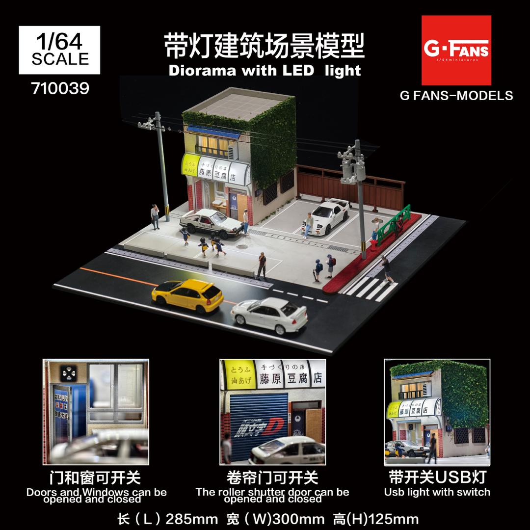 AD x G-FANS 1/64 Initial D Fujiwara Tofu Store with 2 Metal