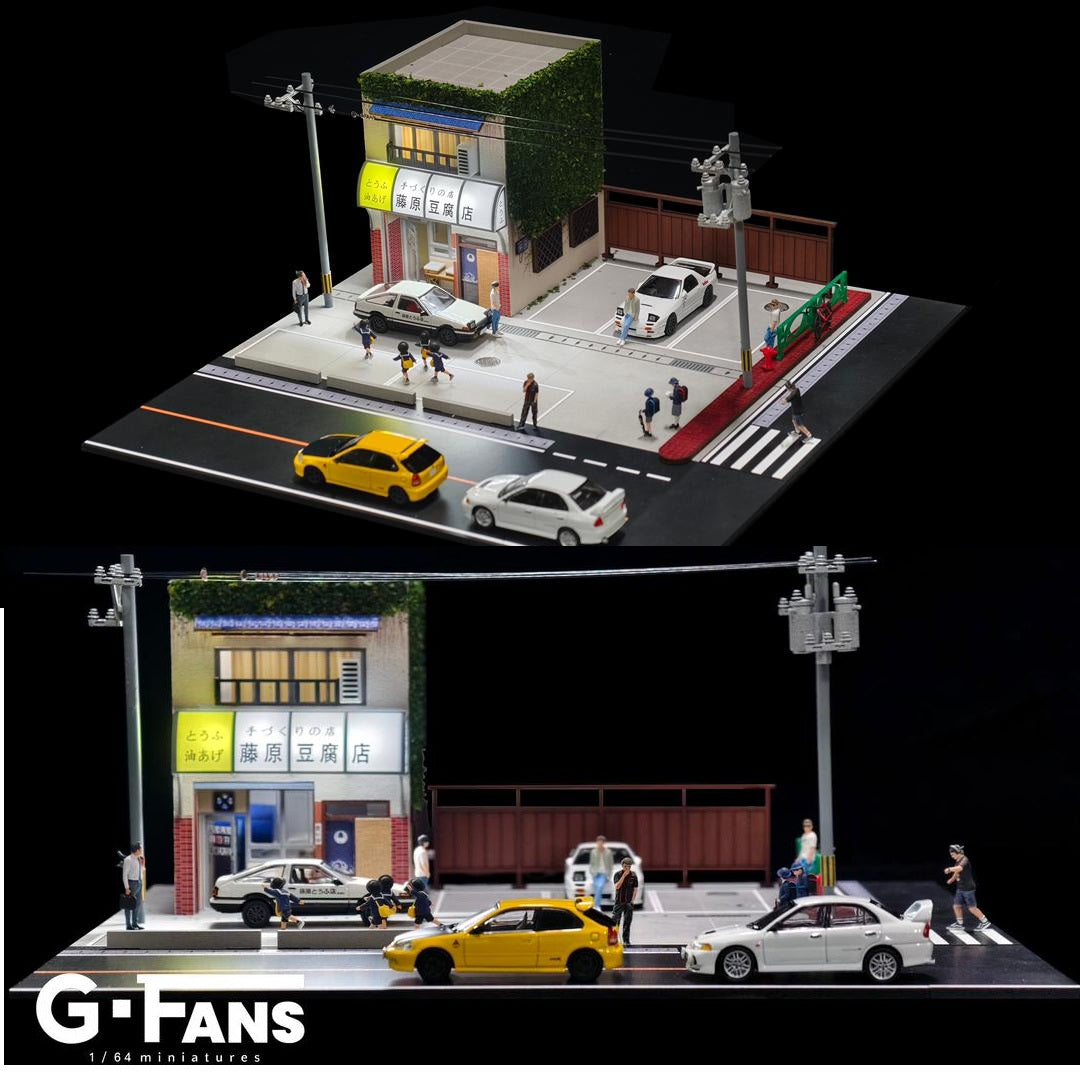 AD x G-FANS 1/64 Initial D Fujiwara Tofu Store with 2 Metal
