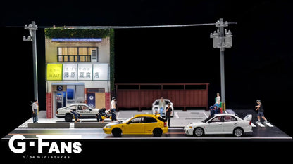 AD x G-FANS 1/64 Initial D Fujiwara Tofu Store with 2 Metal Figures (North American Exclusive Edition) AD-710039GF