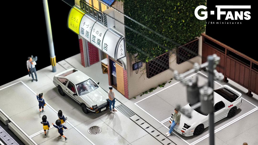 AD x G-FANS 1/64 Initial D Fujiwara Tofu Store with 2 Metal