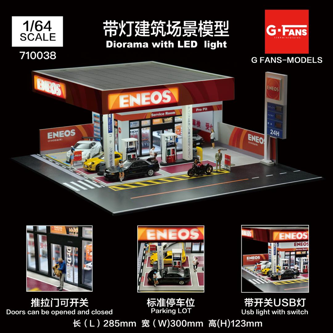 AD x G-FANS 1/64 ENEOS Gas Station with 2 Metal Figures (North American Exclusive Edition) AD-710038GF