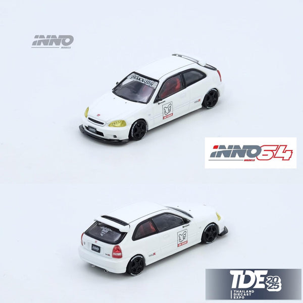 PREORDER INNO64 1/64 Honda Civic TYPE-R (EK9) White Thailand Diecast Expo 2025 IN64-EK9-TDE25 (Approx. Release Date: Sep 2025 and subject to the manufacturer's final decision)