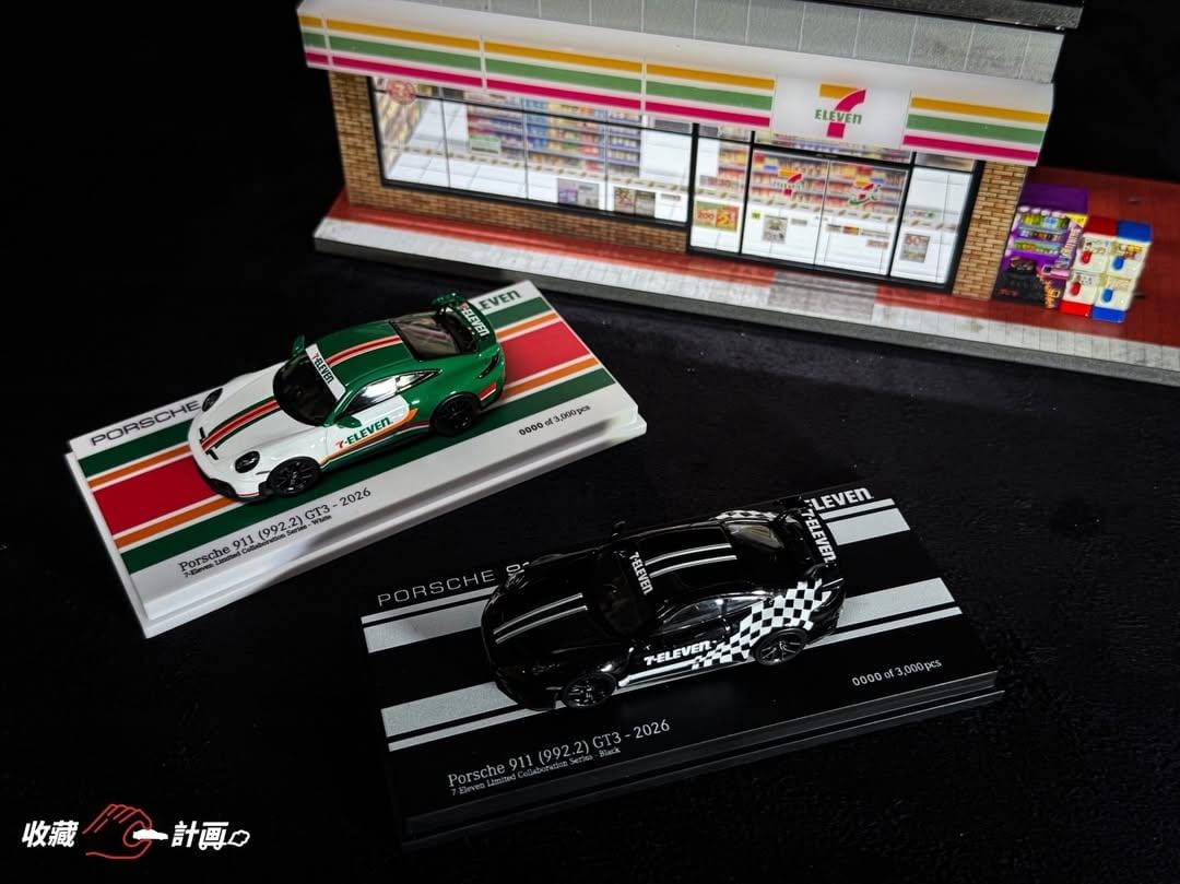 MINICHAMP 1/64 Porsche 911 (992.2) GT3 2026 Set of 2 - TAIWAN 7-ELEVEN Exclusive Model