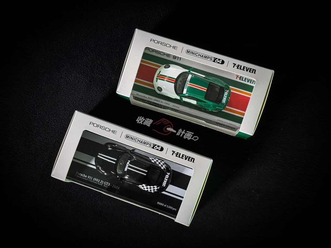 MINICHAMP 1/64 Porsche 911 (992.2) GT3 2026 Set of 2 - TAIWAN 7-ELEVEN Exclusive Model