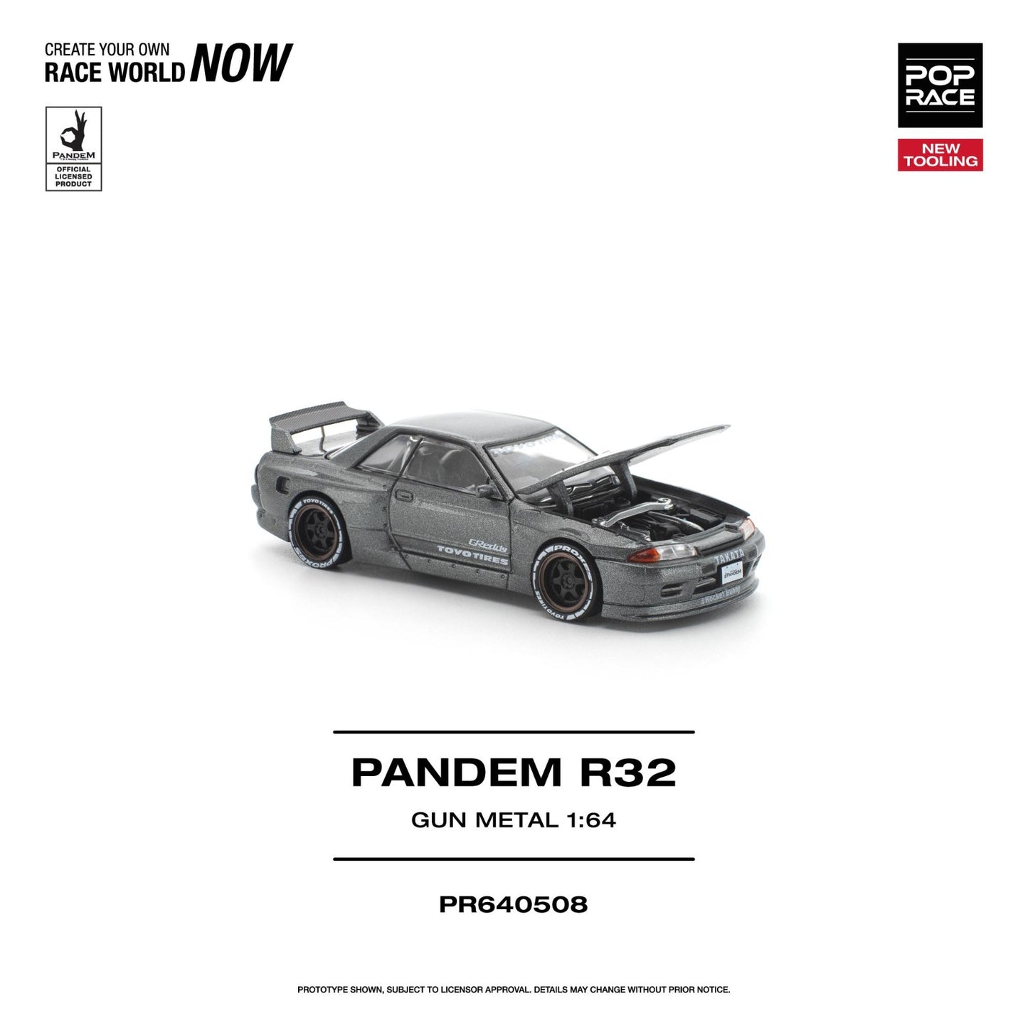 PREORDER POPRACE 1/64 PANDEM R32 GUN METAL NEW TOOLING PR640508 (Approx. Release Date: Q3 2026 and subject to the manufacturer's final decision)