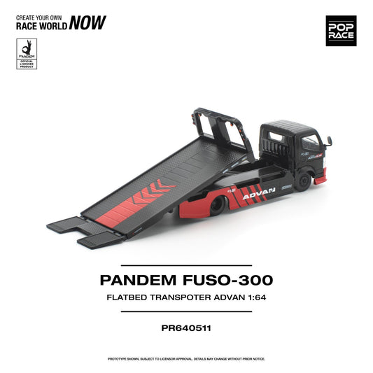 PREORDER POPRACE 1/64 PANDEM FUSO 300 FLATBED TRANSPORTER ADVAN PR640511 (Approx. Release Date: Q3 2026 and subject to the manufacturer's final decision)
