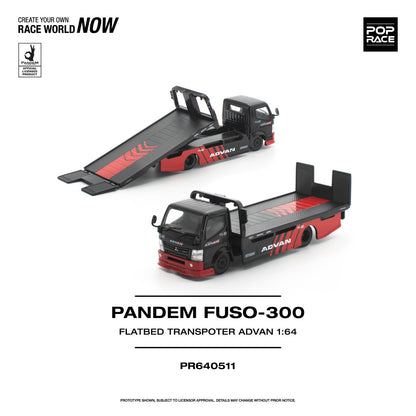 PREORDER POPRACE 1/64 PANDEM FUSO 300 FLATBED TRANSPORTER ADVAN PR640511 (Approx. Release Date: Q3 2026 and subject to the manufacturer's final decision)