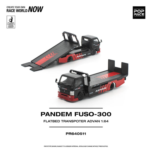 PREORDER POPRACE 1/64 PANDEM FUSO 300 FLATBED TRANSPORTER ADVAN PR640511 (Approx. Release Date: Q3 2026 and subject to the manufacturer's final decision)
