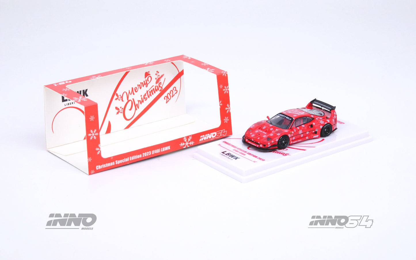 INNO64 1/64 LBWK F40 XMAS 2023 Special Edition (Chase Car Randomly Packed) IN64-LBWKF40-XMAS23