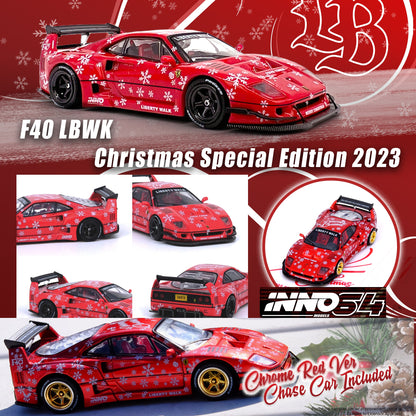 INNO64 1/64 LBWK F40 XMAS 2023 Special Edition (Chase Car Randomly Packed) IN64-LBWKF40-XMAS23