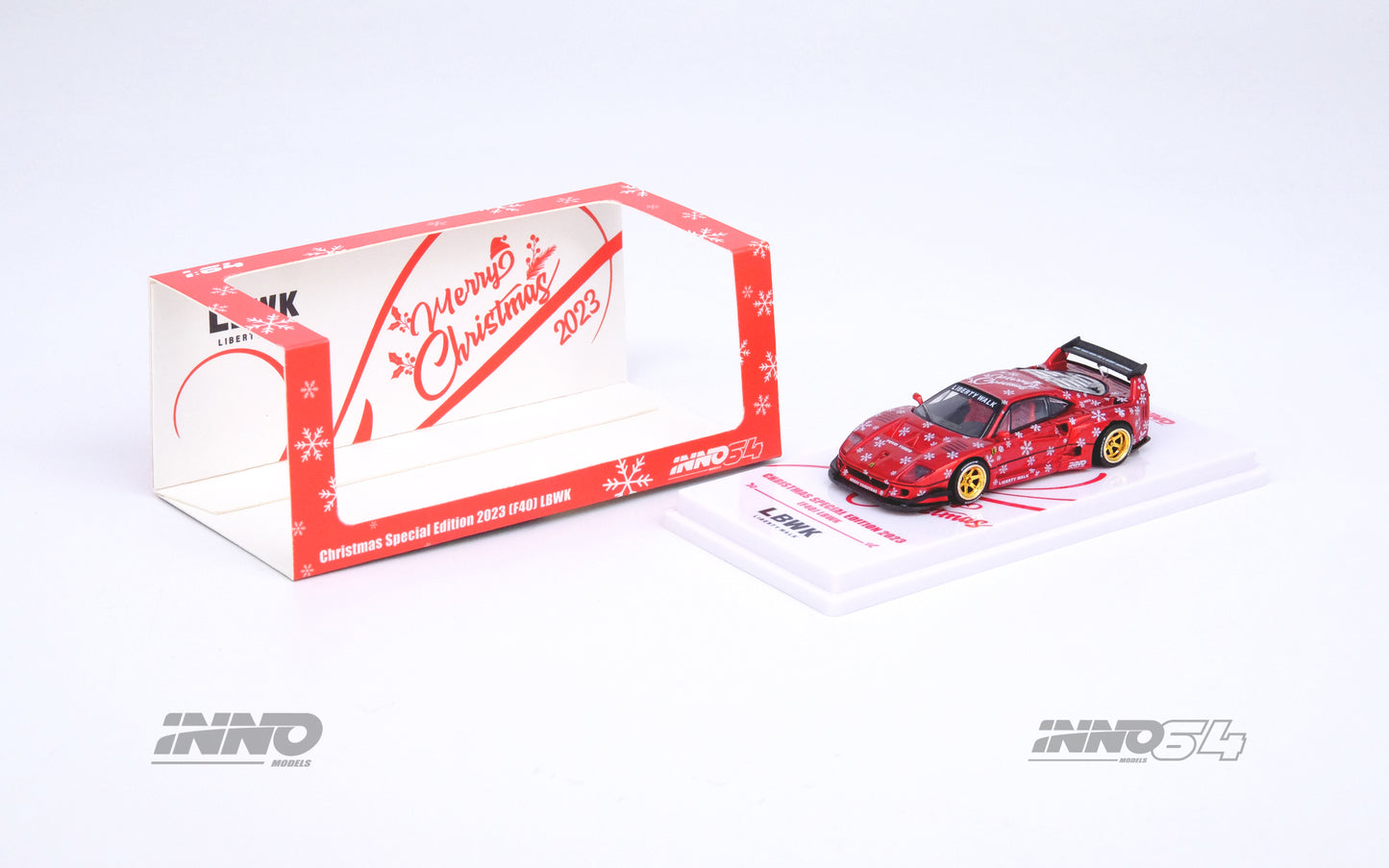 INNO64 1/64 LBWK F40 XMAS 2023 Special Edition (Chase Car Randomly Packed) IN64-LBWKF40-XMAS23