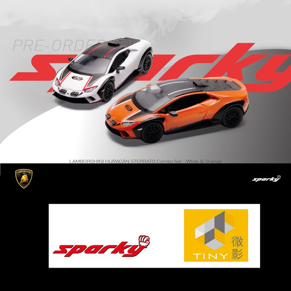 PREORDER SPARKY x TINY 1/64 Lamborghini Huracán Sterrato Combo Set - White & Orange YCOMBO64009  (Approx. Release Date : JUNE 2024 subject to the manufacturer's final decision)