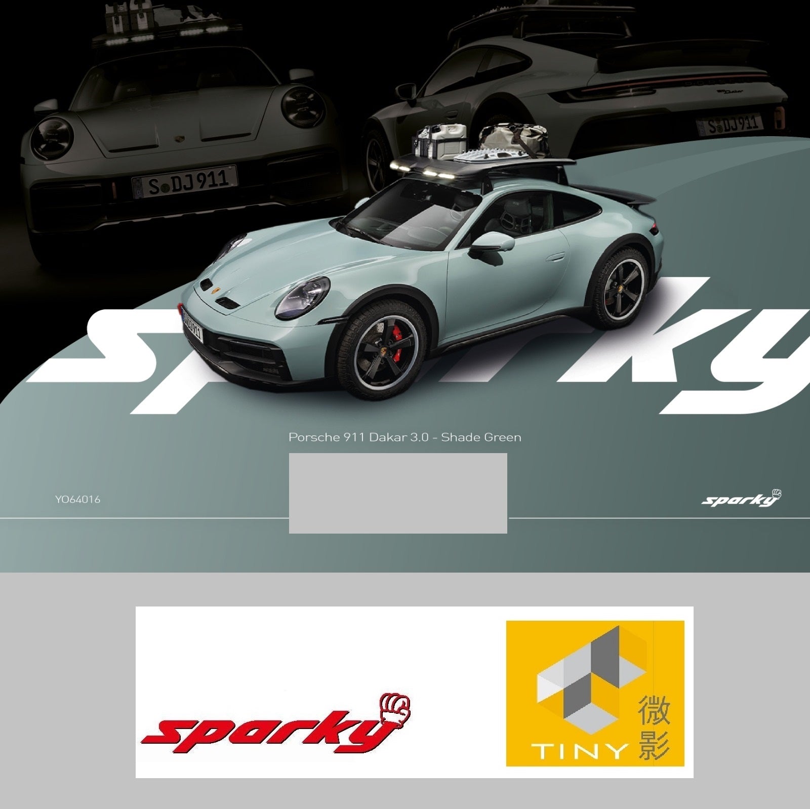 ⭐️K⭐️ SPARKY x TINY 1/64 2023 Porsche 911 Dakar 3.0 - Shade Green