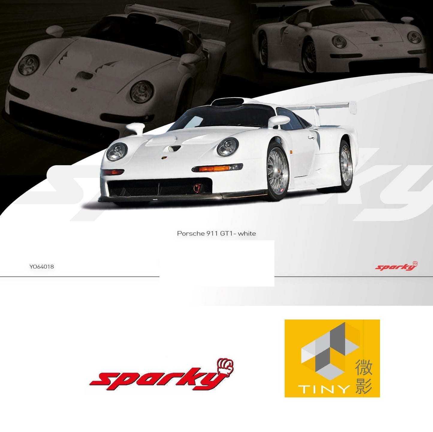 SPARKY x TINY 1/64 Porsche 911 GT1 - White (TINY Exclusive) YO64018