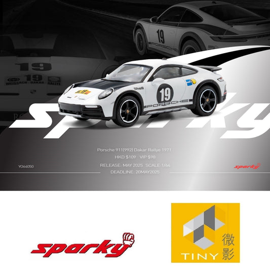 Sparky X Tiny 1/64 Porsche 911(992) Dakar  Rallye 1971 YO64050（Tiny Exclusive)