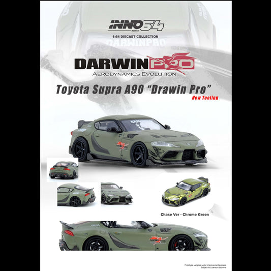 PREORDER INNO64 1/64 TOYOTA SUPRA A90 DARWIN PRO Matt Green IN64-A90DP-MATGR **CHASE CARS ARE RANDOMLY PACKED** (Approx. Release Date : MARCH 2026 subject to the manufacturer's final decision)