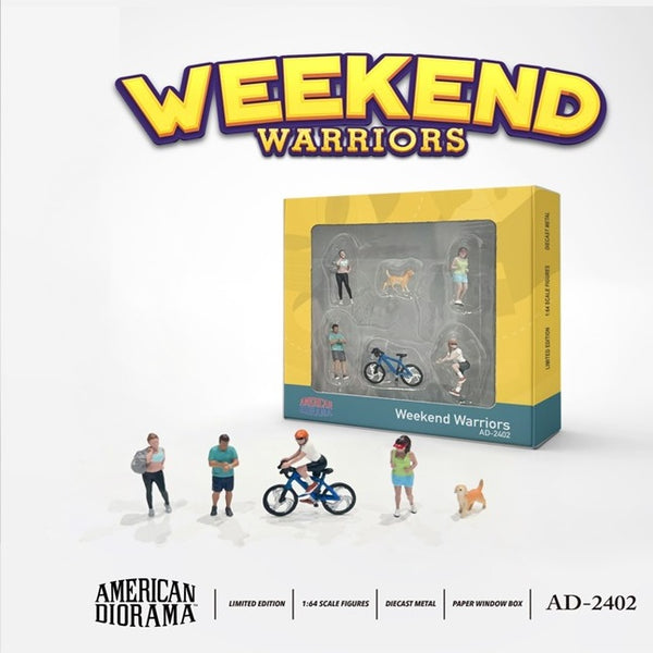 PREORDER AMERICAN DIORAMA 1/64 Figures Set - Weekend Warriors AD-2402 (Approx. Release Date : DEC 2023 subject to manufacturer's final decision)
