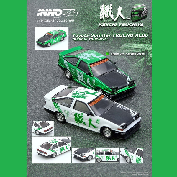 PREORDER INNO64 1/64 TOYOTA SPRINTER TRUENO AE86 "KEIICHI TSUCHIYA"  Limited Edition *CHASE CARS ARE RANDOMLY PACKED* IN64-AE86-KT (Approx. Release Date : NOV 2025 subject to the manufacturer's final decision)