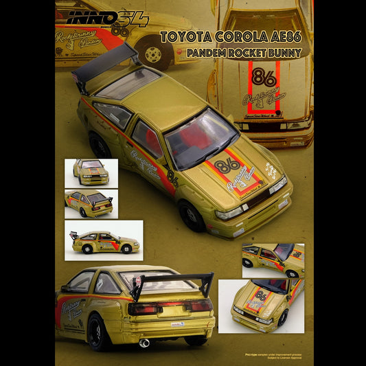 PREORDER INNO64 1/64 PANDEM ROCKET BUNNY AE86 Levin IN64-AE86P-GLD (Approx. Release Date : Q2 2026 subject to the manufacturer's final decision)
