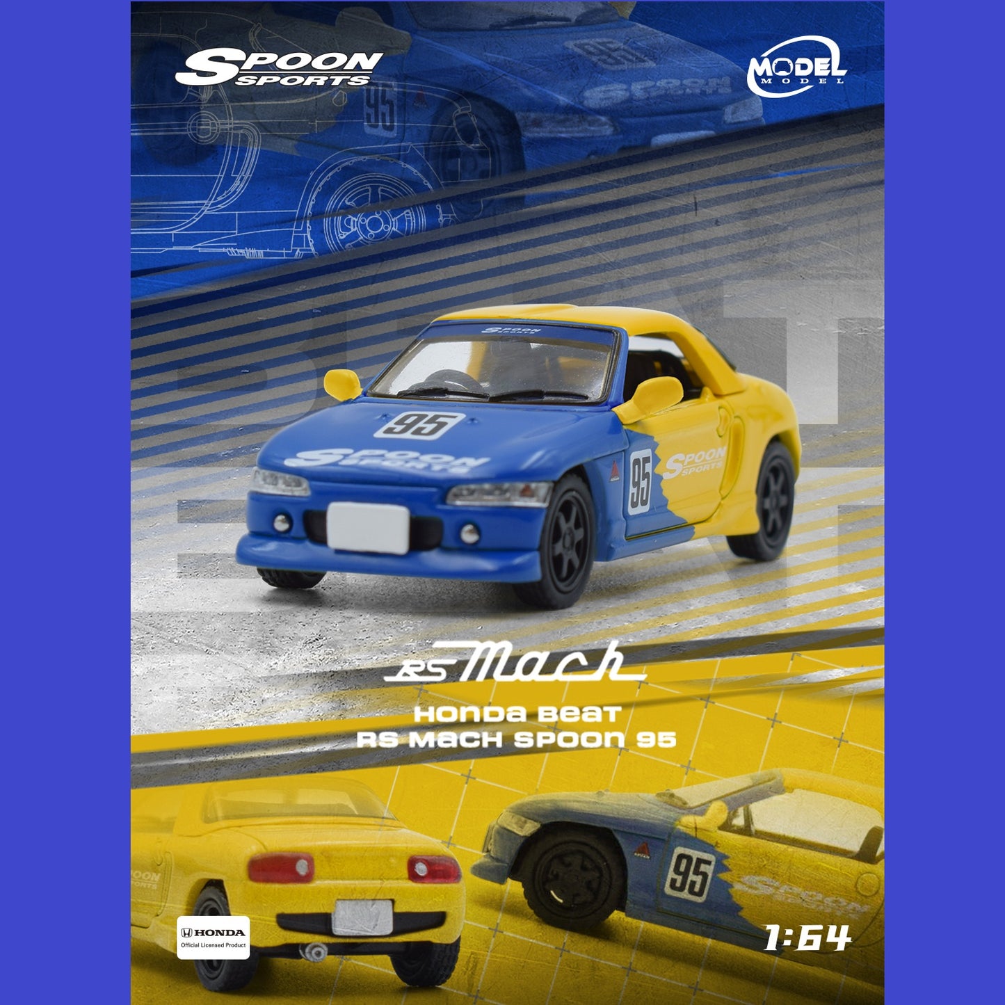 MODELMODEL 1/64 Honda Beat RS Mach Spoon 95 MM64-Beat-002