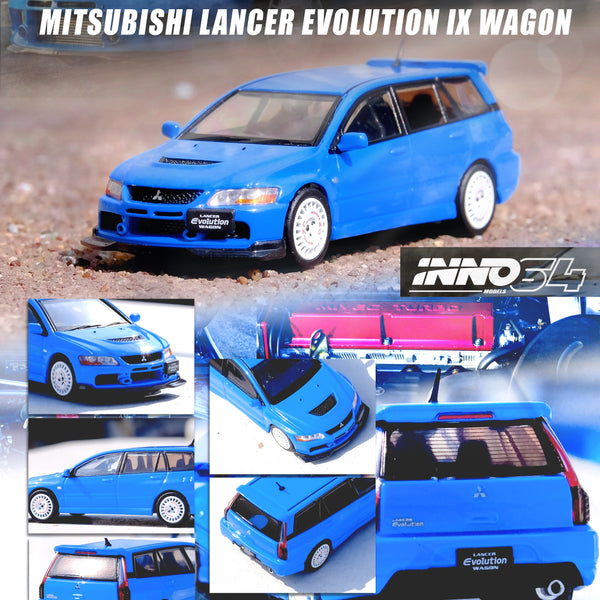 PREORDER INNO64 1/64 MITSUBISHI LANCER EVOLUTION IX WAGON BLUE IN64-EVO9W-BLU (Approx. Release Date : MARCH 2024 subject to the manufacturer's final decision)