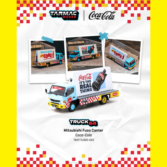 PREORDER TARMAC TRUCK64 1/64 Mitsubishi Fuso Canter - Advertisement Truck COCA- COLA T64T-TL002-CC2 (Approx. Release Date :  MAY 2026 subject to manufacturer's final decision)