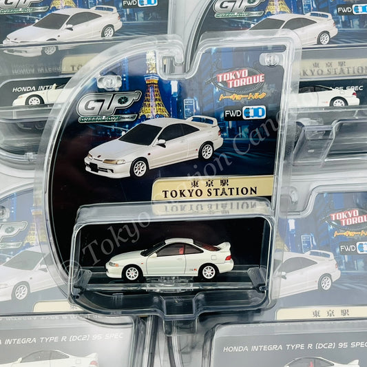 GREENLIGHT x Tokyo Station 1/64 Tokyo Torque FWD series #01 - Honda Integra Type R (DC2) 95 Spec - 1995 JDM front-end - Champion White (Canadian International AutoShow 2025 Exclusive)