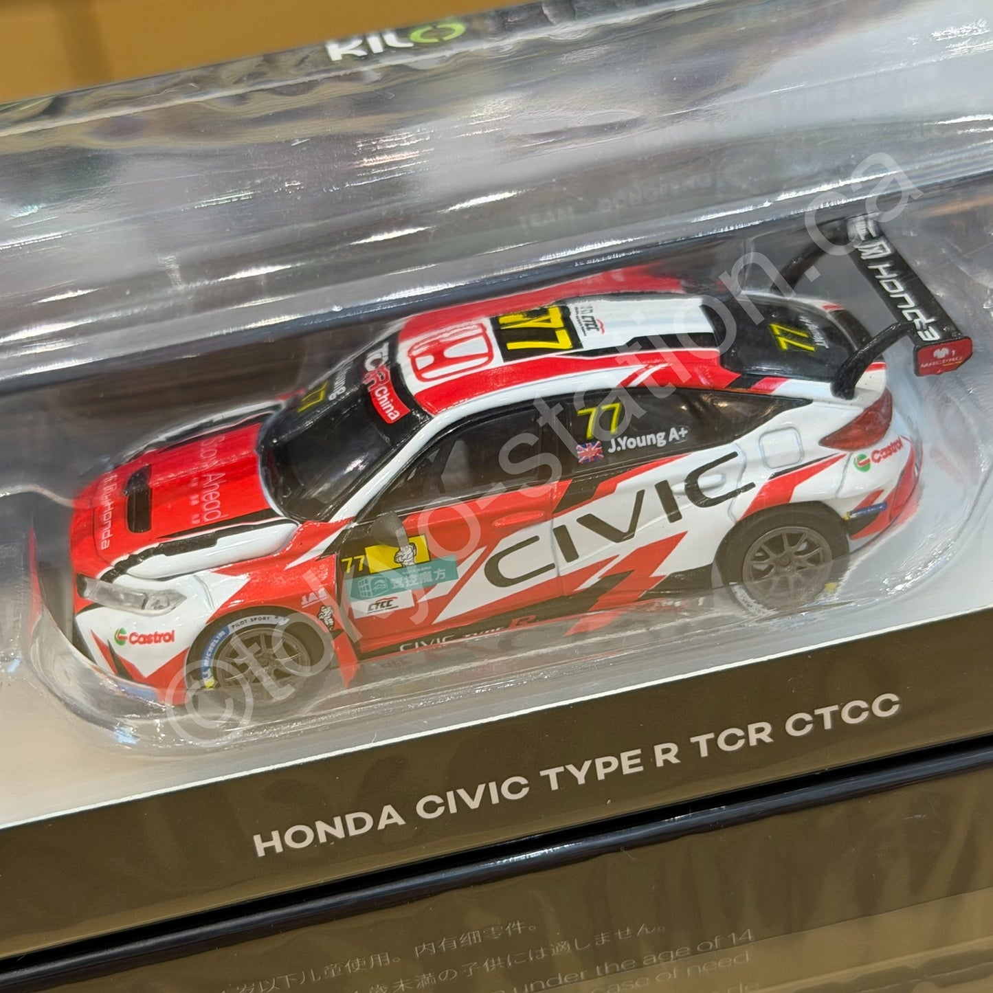 KILO x POPRACE 1/64 HONDA CIVIC TYPE R TCR J.Young #77 Dongfeng Honda 2023 KLW0032-5