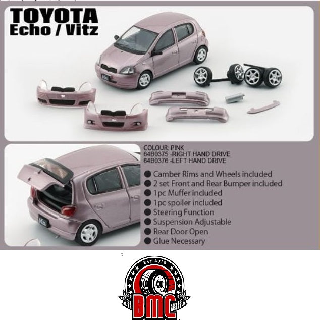 BM Creations 1/64 Toyota 1998 Yaris / Echo / Vitz 5 doors PINK LHD 64B0376