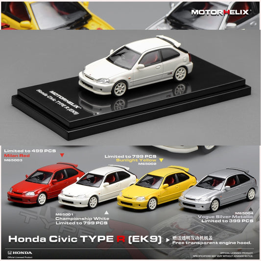 MOTORHELIX 1/64 Honda Civic TYPE R (EK9) - Championship White Limited to 799 pcs MH65001