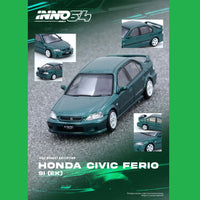 PREORDER INNO64 1/64 HONDA CIVIC Ferio Si (EK) Green IN64-EKS-GREEN (Approx. Release Date : NOV 2025 subject to the manufacturer's final decision)