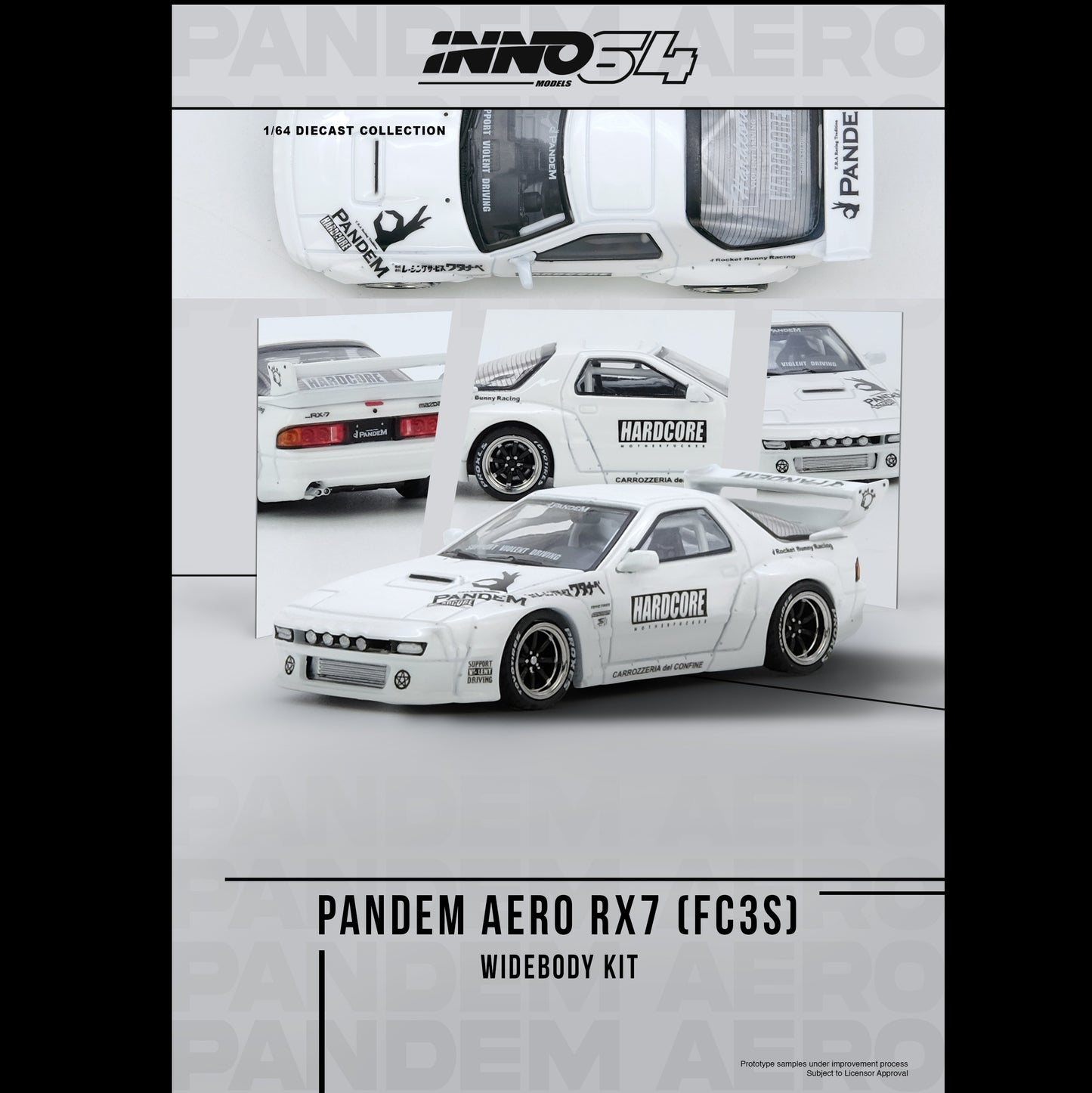 INNO64 1/64 MAZDA RX7 (FC3S) "PANDEM AERO" Widebody Kit IN64-RX7FCP-WHI1