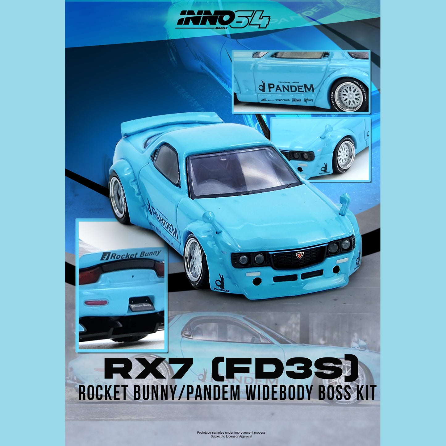 INNO64 1/64 PANDEM ROCKET BUNNY RX7 (FD3S) Tiffany Blue IN64-RX7FDP-TIFBLU