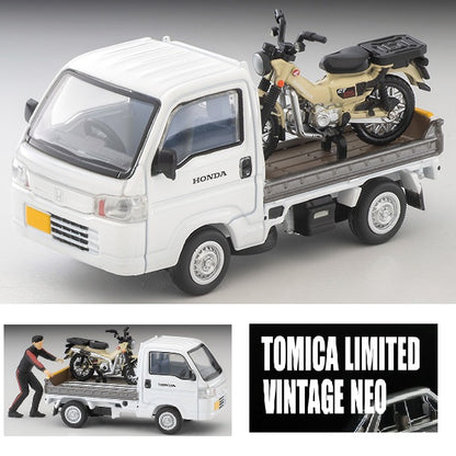 TOMYTEC TLVN 1/64 Honda Acty Truck Motorcycle Shop Specification (White) with Honda CT125 Hunter Cub) LV-N330a