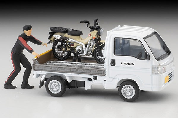 TOMYTEC TLVN 1/64 Honda Acty Truck Motorcycle Shop Specification (White) with Honda CT125 Hunter Cub) LV-N330a