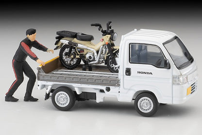 TOMYTEC TLVN 1/64 Honda Acty Truck Motorcycle Shop Specification (White) with Honda CT125 Hunter Cub) LV-N330a